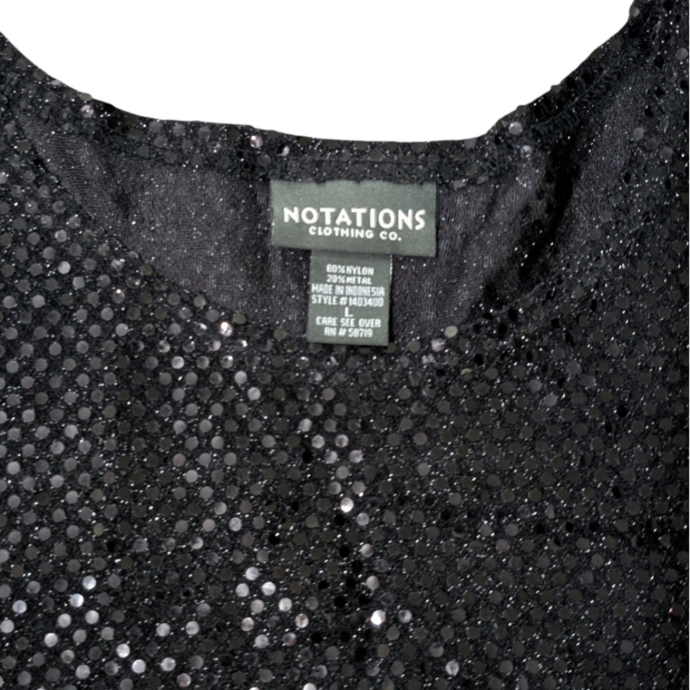 🇲🇽 Notations Sheer Black Sequin Sleeveless Top - Picture 3 of 4
